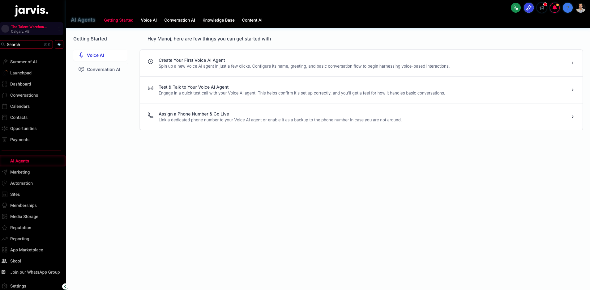 Jarvis Dashboard Screenshot